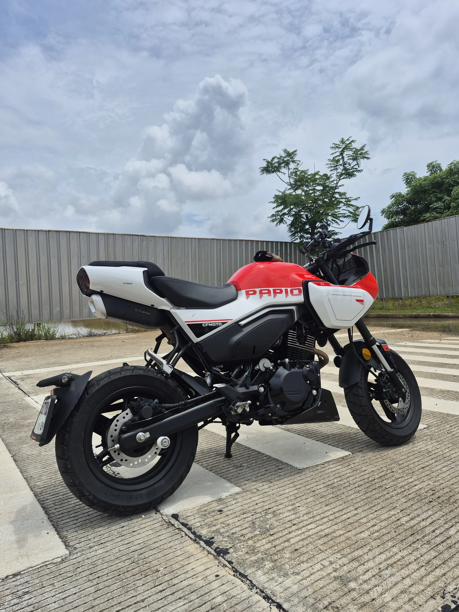Red and white CFMoto Papio